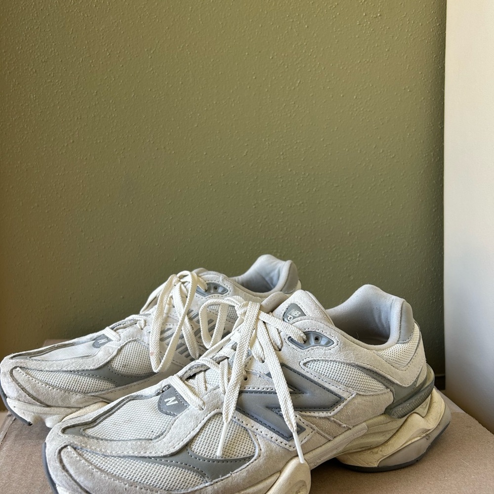 New Balance 9060 White and Gray Athletic Sneakers